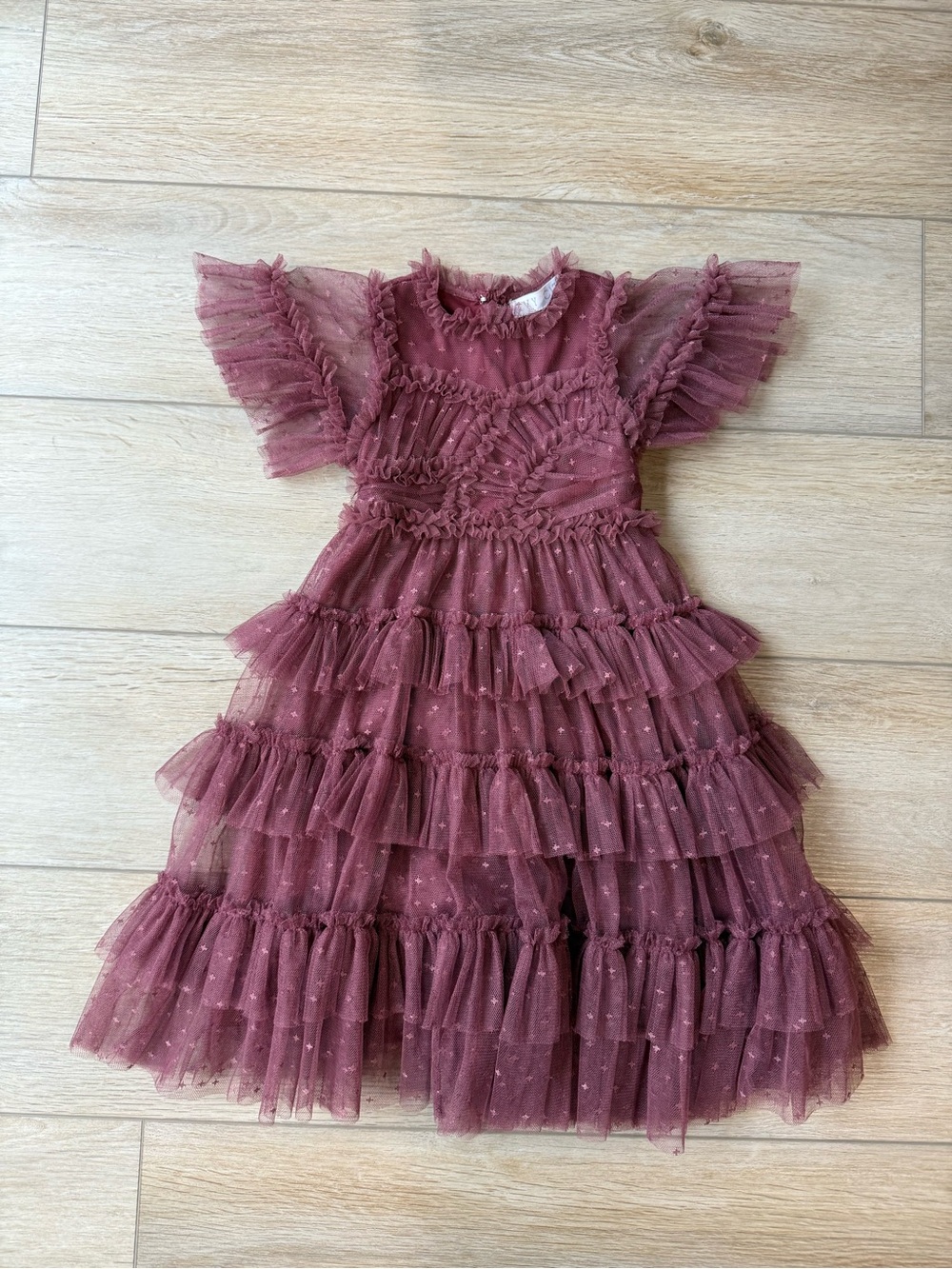 Ivy City Co Dusty Burgundy Layered Tulle Dress
